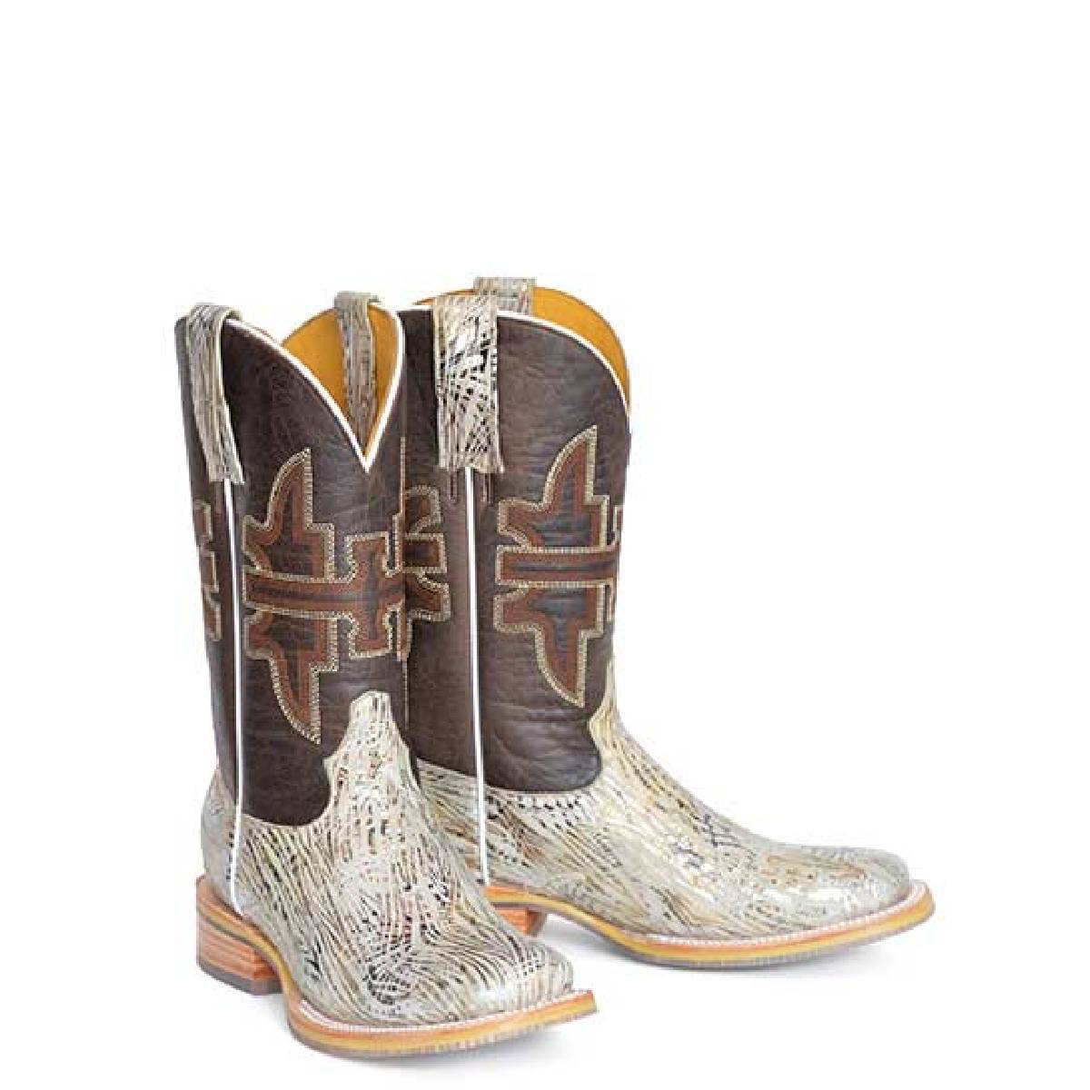 Women's Tin Haul Golden Tiger Trouble Maker Sole Boots Handcrafted Brown - yeehawcowboy