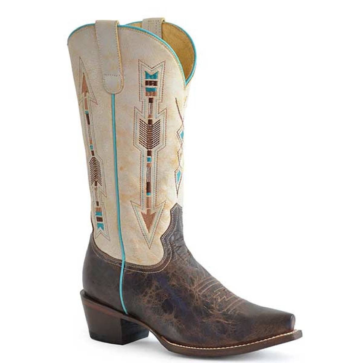 Women's Roper Arrows Boots Handcrafted Brown - yeehawcowboy