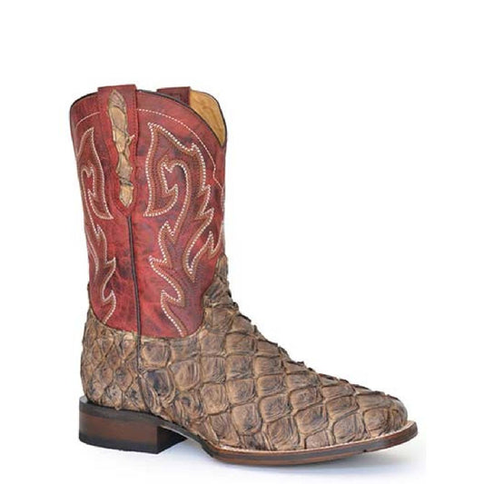 Men's Stetson Predator Pirarucu Tru-x System Boots Handcrafted Brown - yeehawcowboy