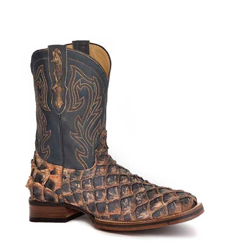 Men's Stetson Predator Pirarucu Tru-x System Boots Handcrafted Brown - yeehawcowboy