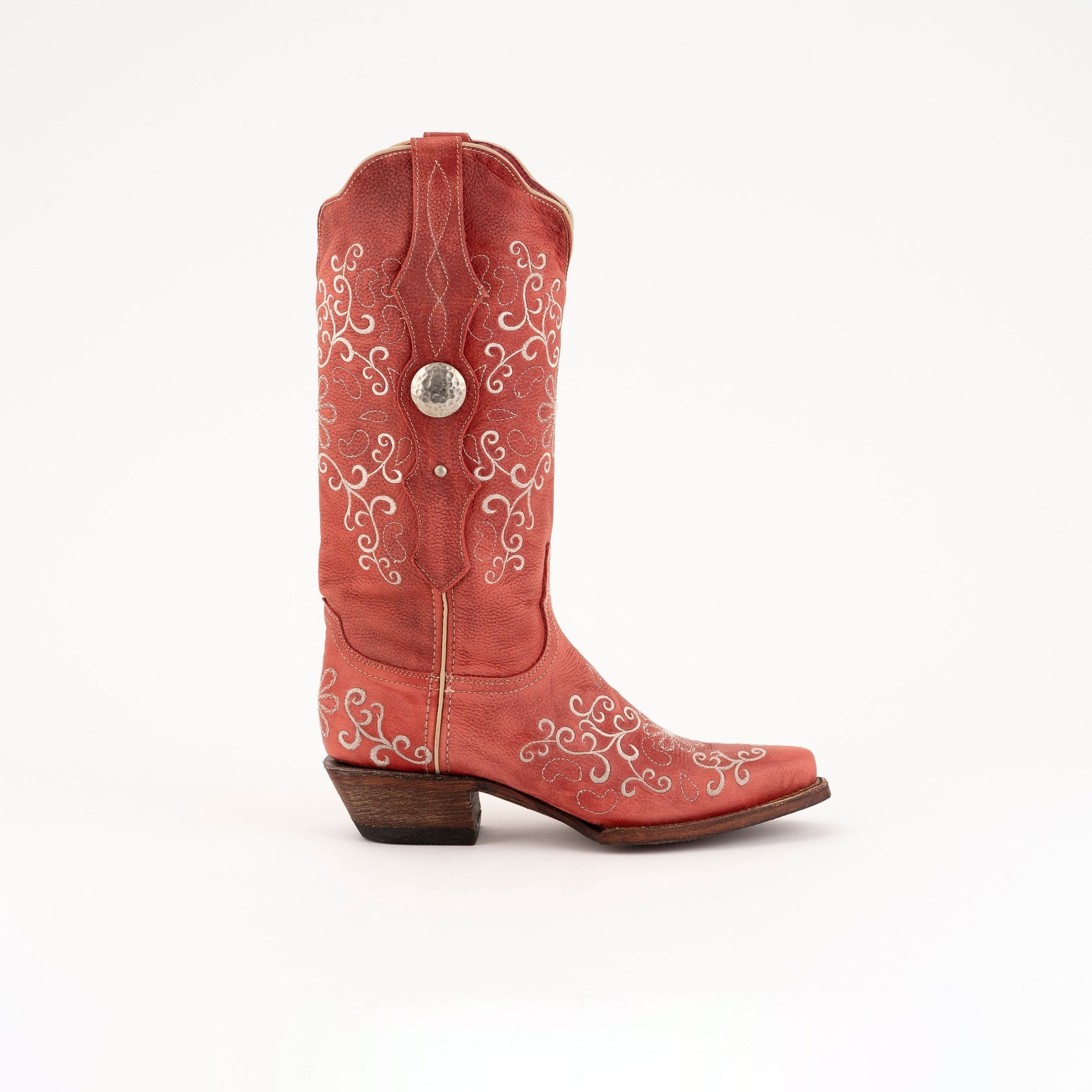 Women's Ferrini Bella Leather Boots Handcrafted Red - yeehawcowboy