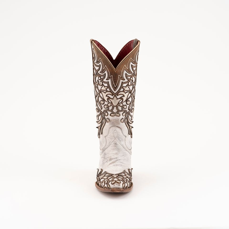 Women's Ferrini Ivy Leather Boots Handcrafted White - yeehawcowboy