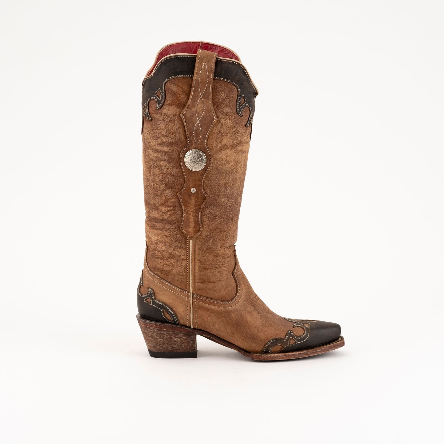 Women's Ferrini Tessa Leather Boots Handcrafted Brown - yeehawcowboy