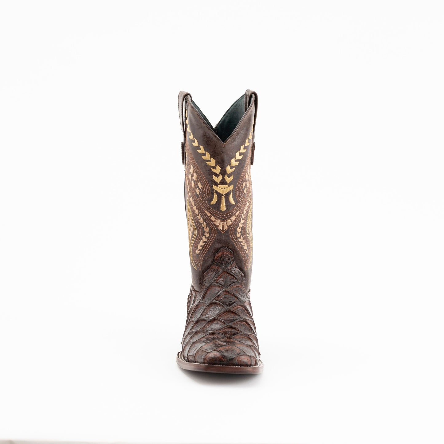 Men's Ferrini Bronco Pirarucu Print Boots Handcrafted Chocolate - yeehawcowboy