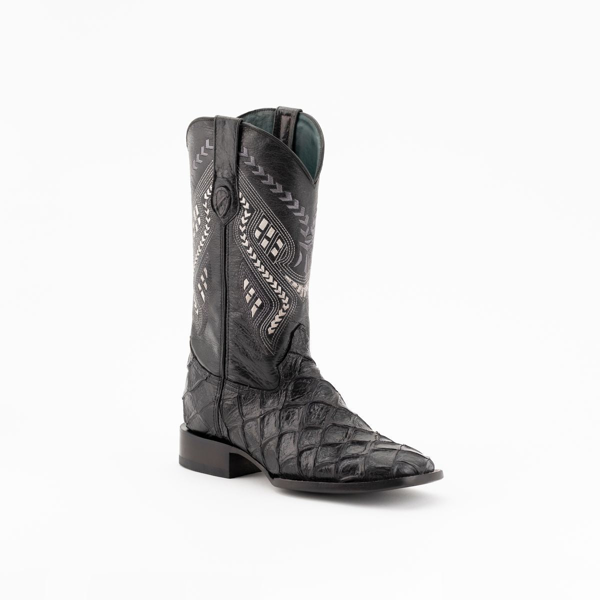 Men's Ferrini Bronco Pirarucu Print Boots Handcrafted Black - yeehawcowboy