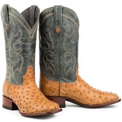 Men's Stetson Cheyenne Ostrich Boots Square Toe Handcrafted JBS Collection Tan - yeehawcowboy