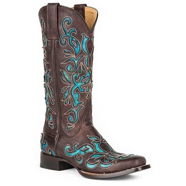 Women's Stetson Ivy Boots Square Toe Handcrafted Chocolate - yeehawcowboy