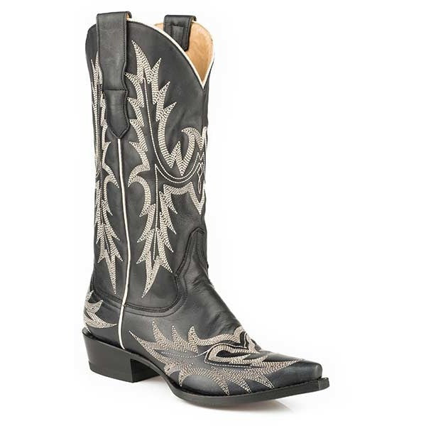 Women's Stetson Tina Boots Snip Toe Handcrafted Black - yeehawcowboy