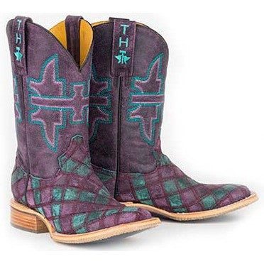 Women‚Äôs Tin Haul Chevron Boots With Eagle Sole Handcrafted Purple - yeehawcowboy