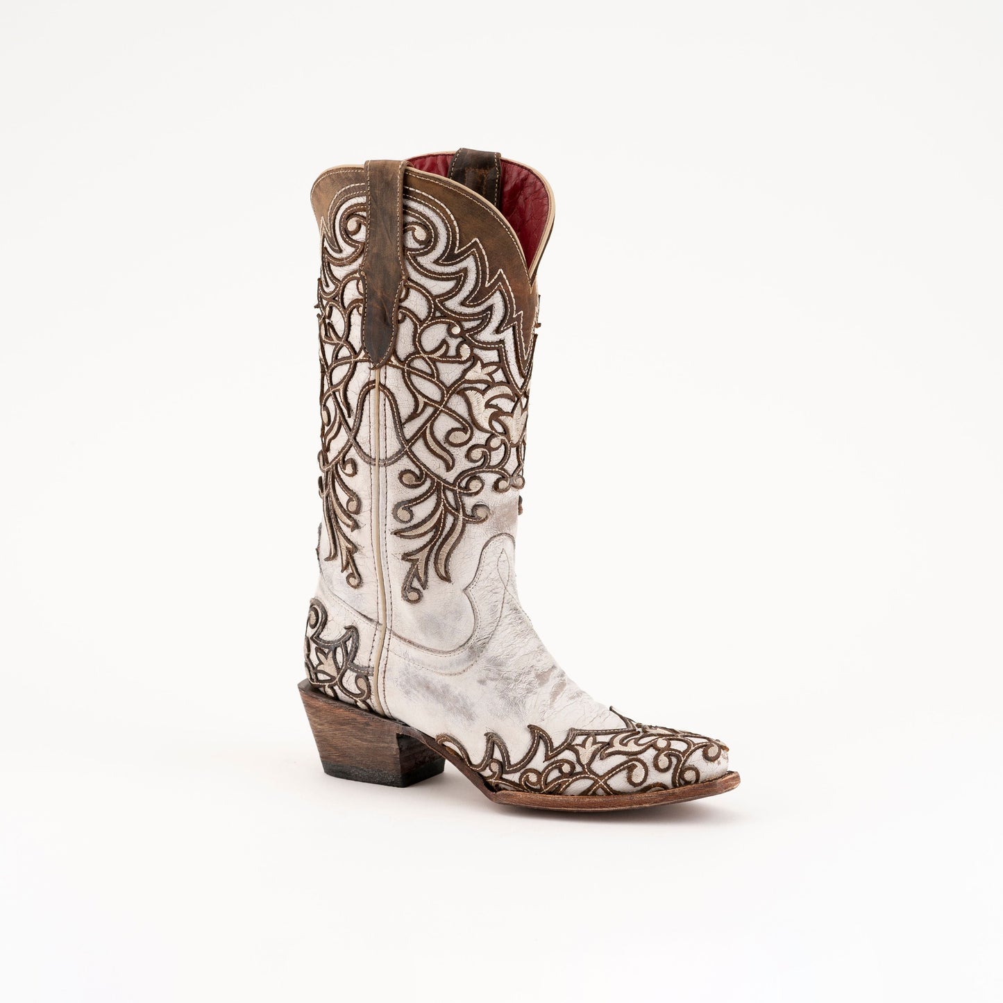 Women's Ferrini Ivy Leather Boots Handcrafted White - yeehawcowboy